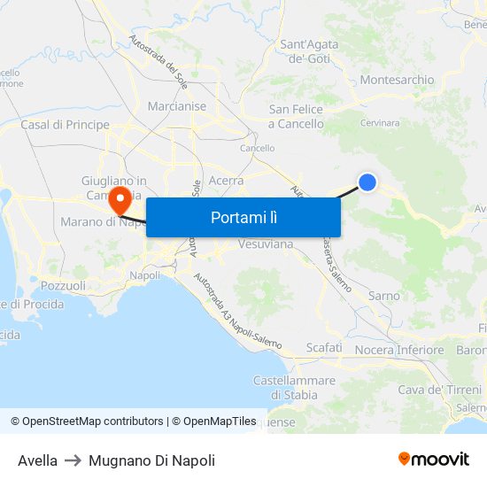 Avella to Mugnano Di Napoli map