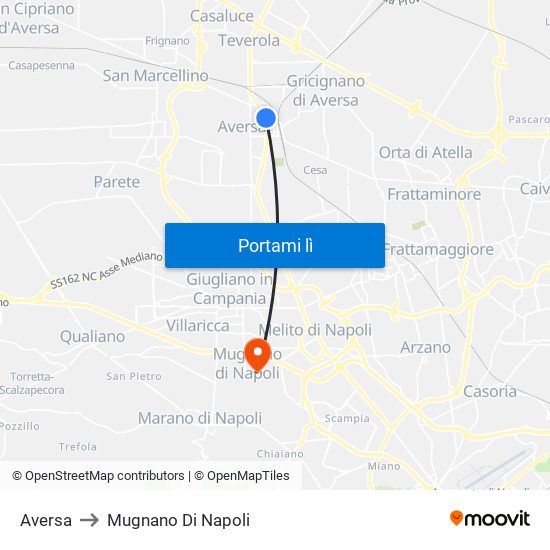 Aversa to Mugnano Di Napoli map