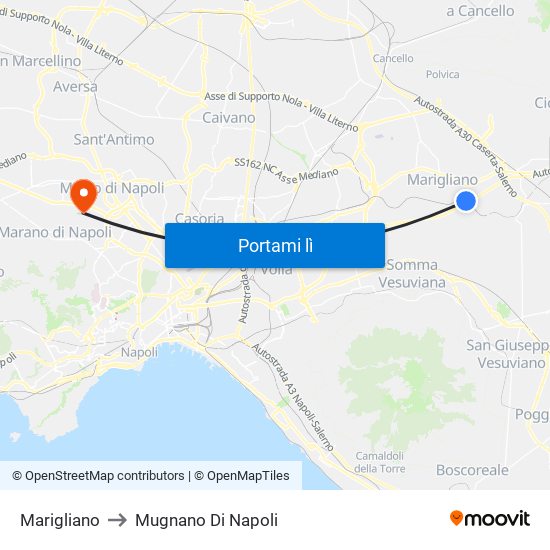 Marigliano to Mugnano Di Napoli map