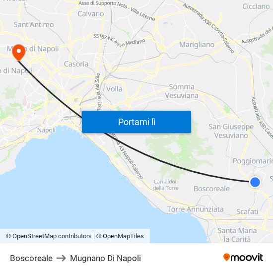 Boscoreale to Mugnano Di Napoli map