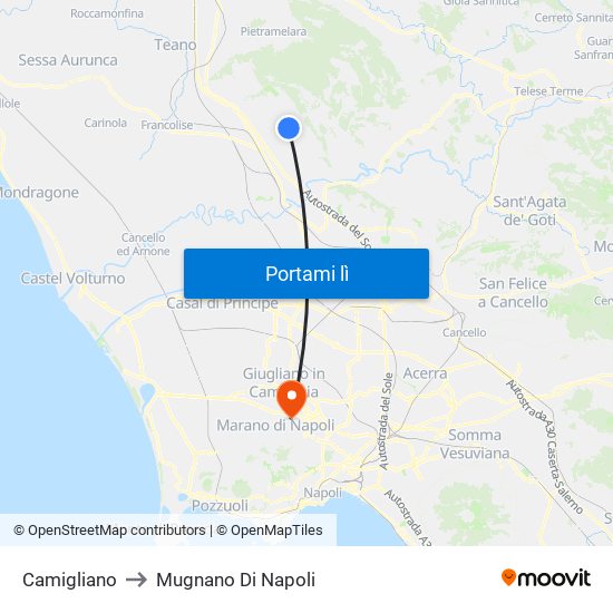 Camigliano to Mugnano Di Napoli map