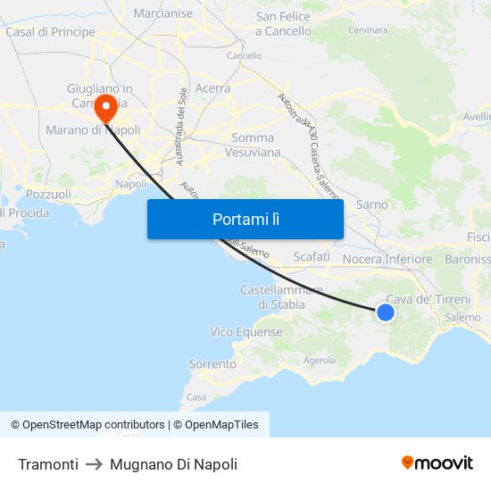 Tramonti to Mugnano Di Napoli map