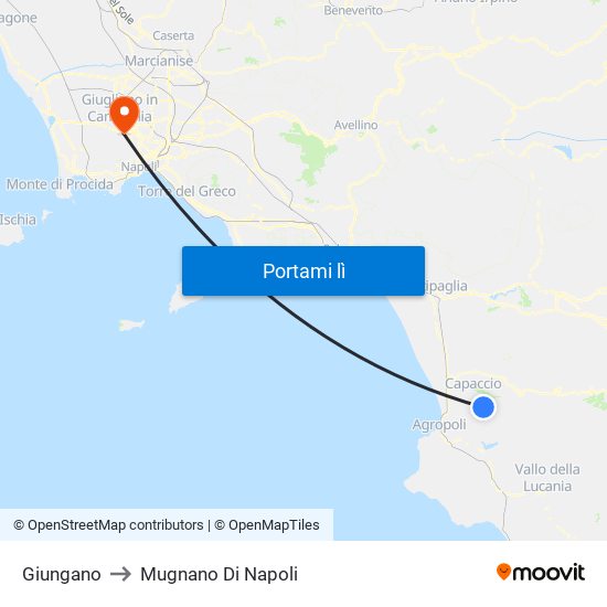 Giungano to Mugnano Di Napoli map