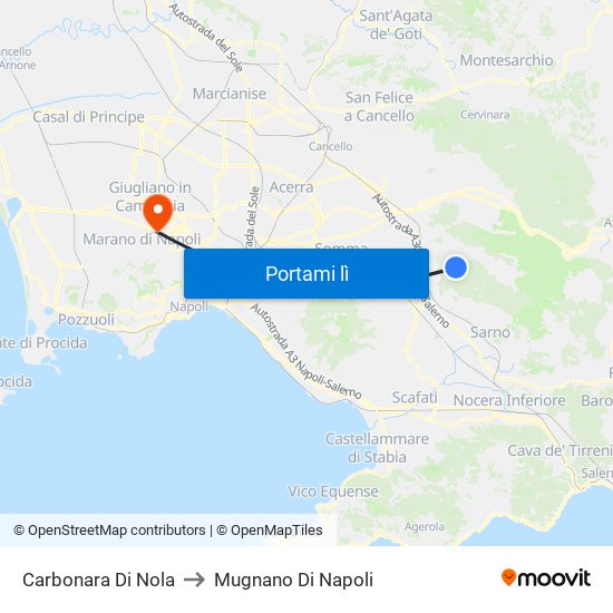 Carbonara Di Nola to Mugnano Di Napoli map