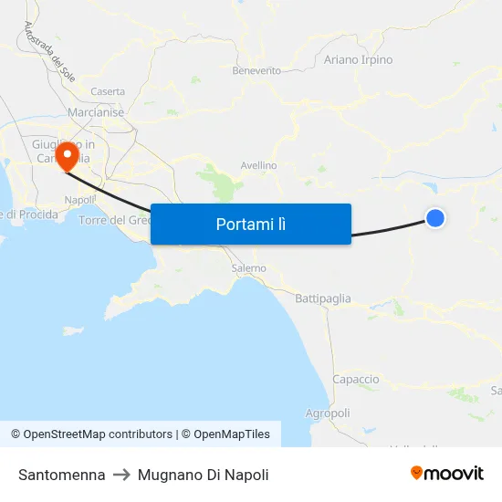 Santomenna to Mugnano Di Napoli map