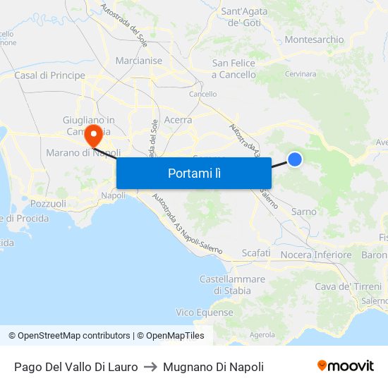 Pago Del Vallo Di Lauro to Mugnano Di Napoli map