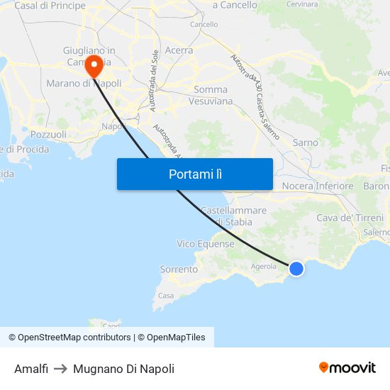 Amalfi to Mugnano Di Napoli map