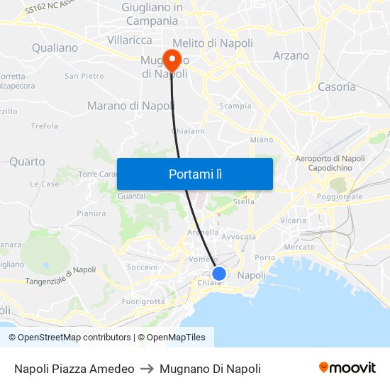 Napoli Piazza Amedeo to Mugnano Di Napoli map