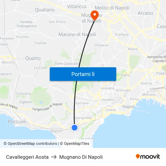 Cavalleggeri Aosta to Mugnano Di Napoli map