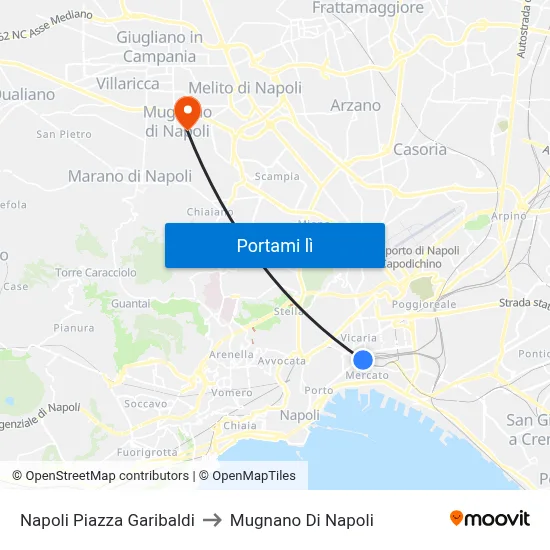 Napoli Piazza Garibaldi to Mugnano Di Napoli map
