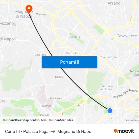 Carlo III - Palazzo Fuga to Mugnano Di Napoli map