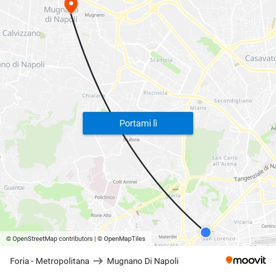 Foria - Metropolitana to Mugnano Di Napoli map