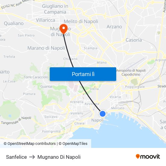 Sanfelice to Mugnano Di Napoli map