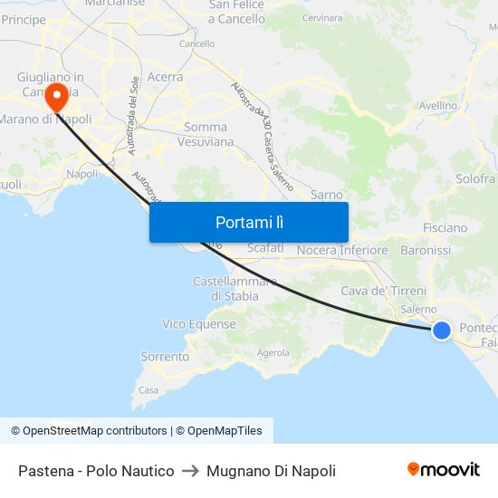 Pastena  - Polo Nautico to Mugnano Di Napoli map