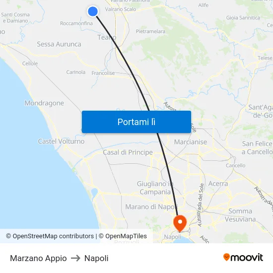 Marzano Appio to Napoli map