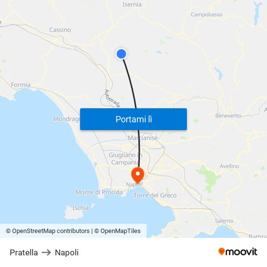 Pratella to Napoli map