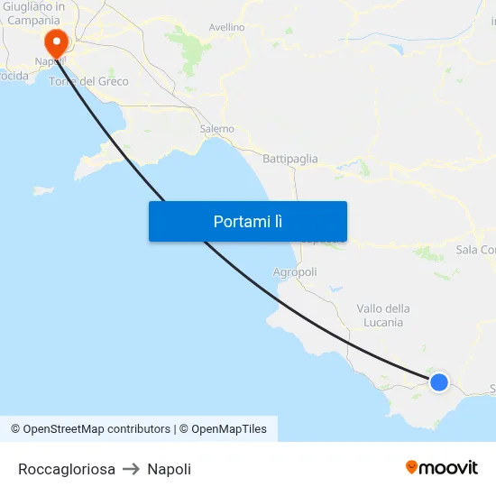 Roccagloriosa to Napoli map