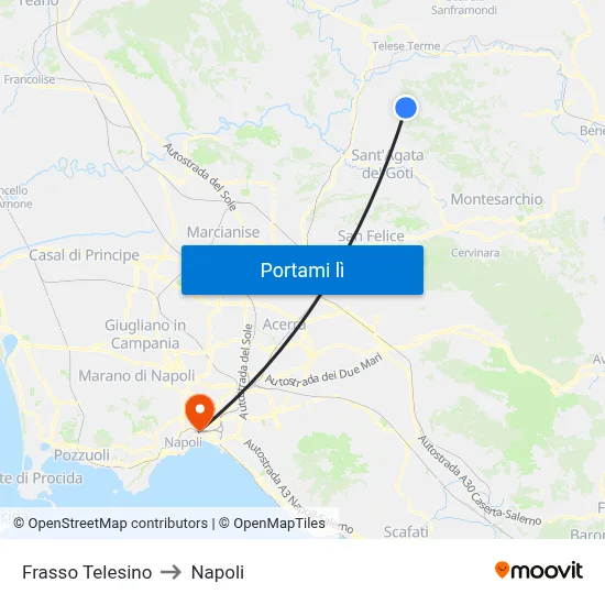 Frasso Telesino to Napoli map
