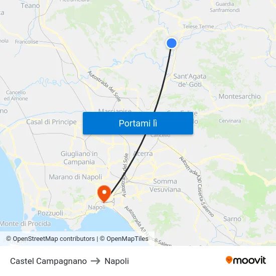 Castel Campagnano to Napoli map