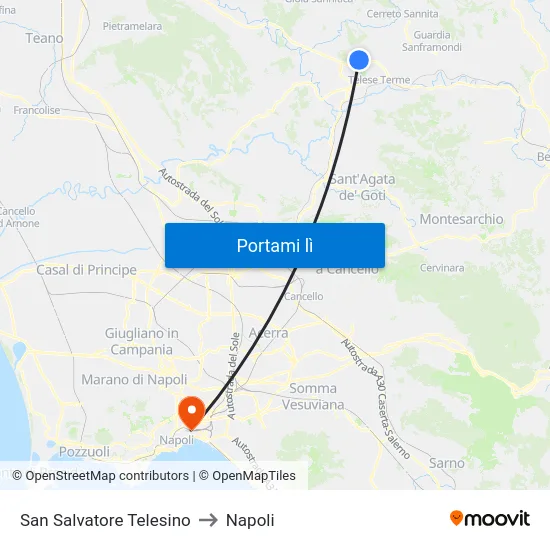 San Salvatore Telesino to Napoli map