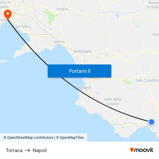 Torraca to Napoli map