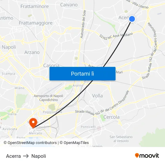 Acerra to Napoli map