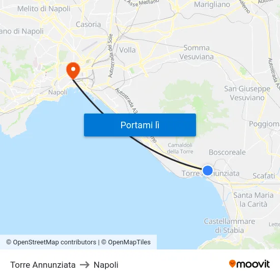 Torre Annunziata to Napoli map
