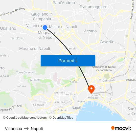 Villaricca to Napoli map