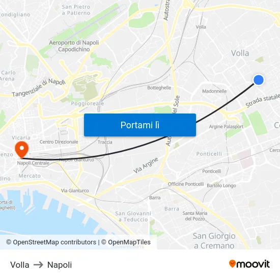 Volla to Napoli map