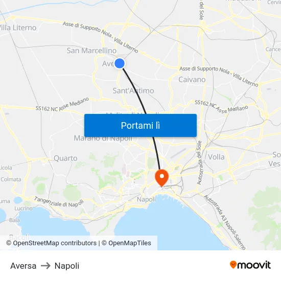 Aversa to Napoli map