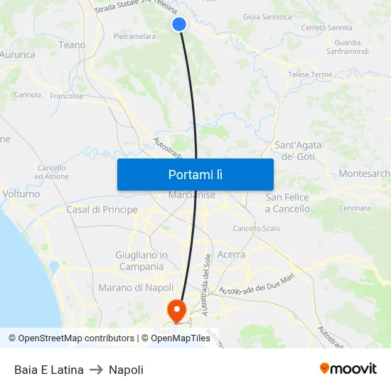 Baia E Latina to Napoli map