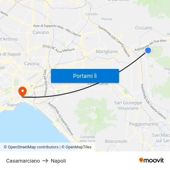 Casamarciano to Napoli map