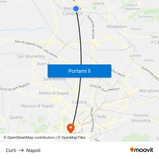 Curti to Napoli map
