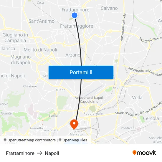Frattaminore to Napoli map