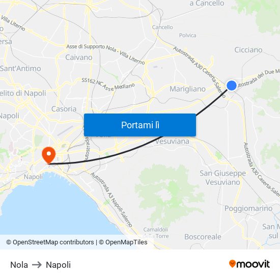 Nola to Napoli map