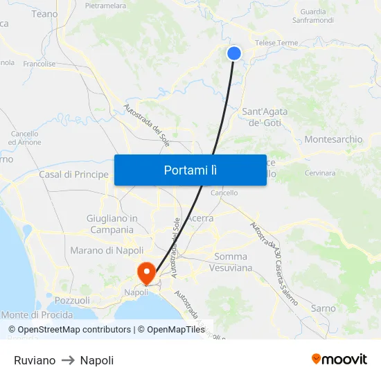 Ruviano to Napoli map