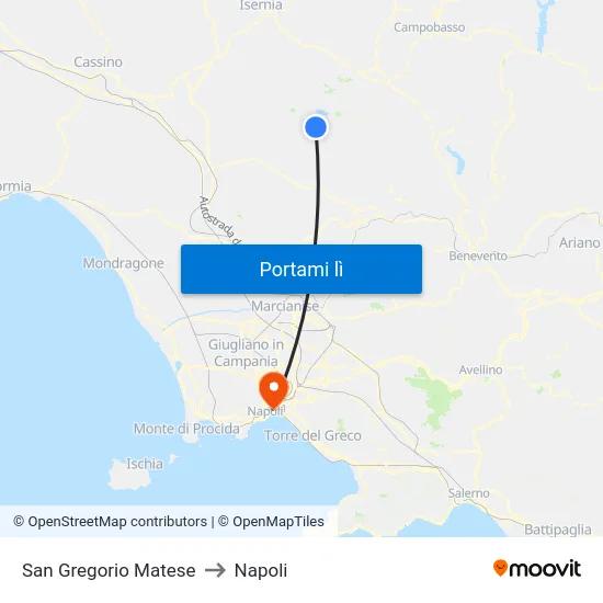 San Gregorio Matese to Napoli map