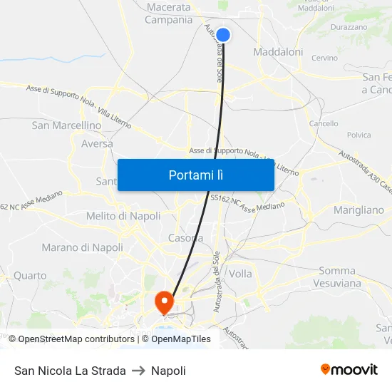 San Nicola La Strada to Napoli map