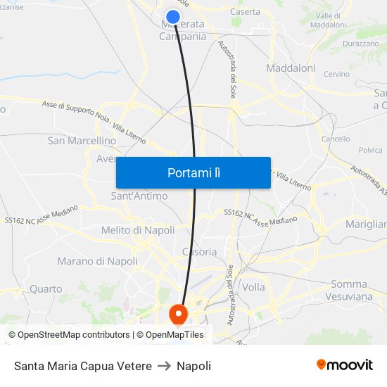 Santa Maria Capua Vetere to Napoli map
