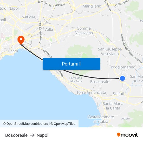 Boscoreale to Napoli map