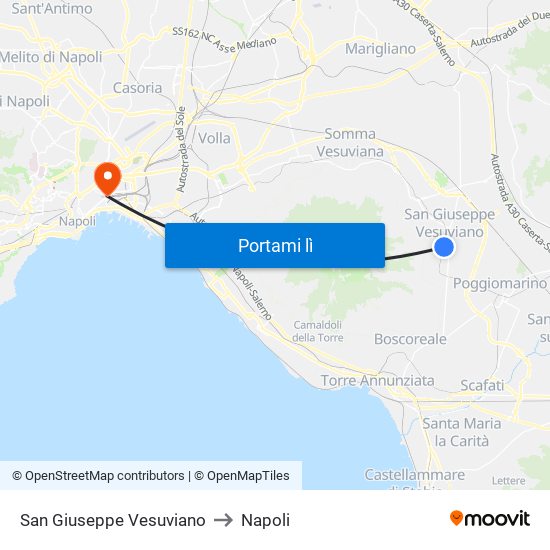 San Giuseppe Vesuviano to Napoli map