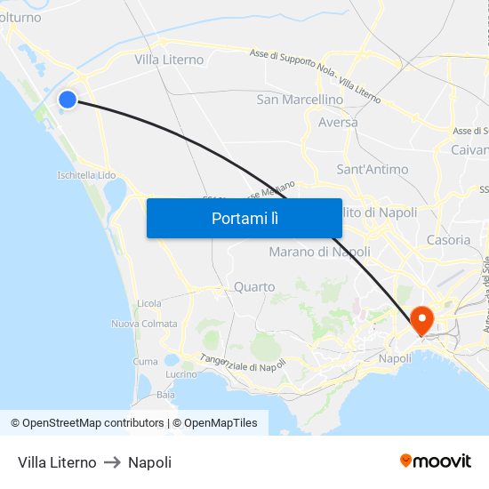 Villa Literno to Napoli map