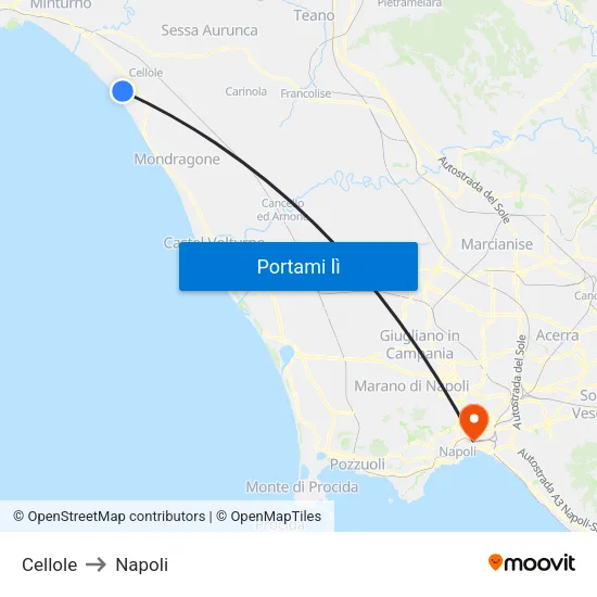 Cellole to Napoli map