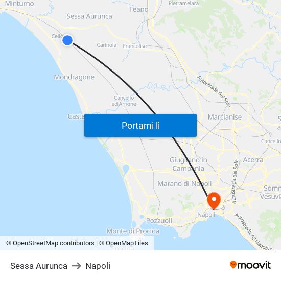 Sessa Aurunca to Napoli map