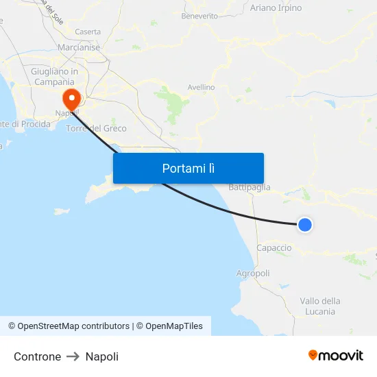 Controne to Napoli map