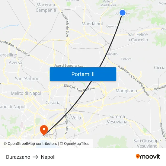 Durazzano to Napoli map