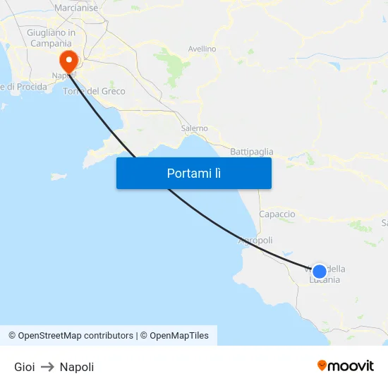 Gioi to Napoli map