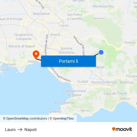 Lauro to Napoli map