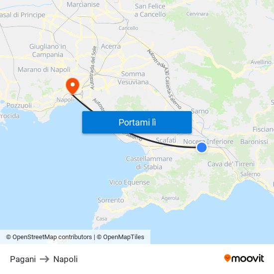 Pagani to Napoli map