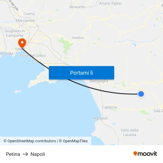 Petina to Napoli map
